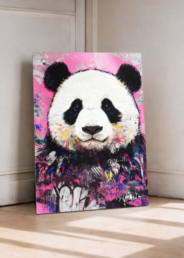 Ruhiges Urban-Art-Panda-Motiv im Graffiti Stil – Balance, Gelassenheit und moderne Street-Art.
