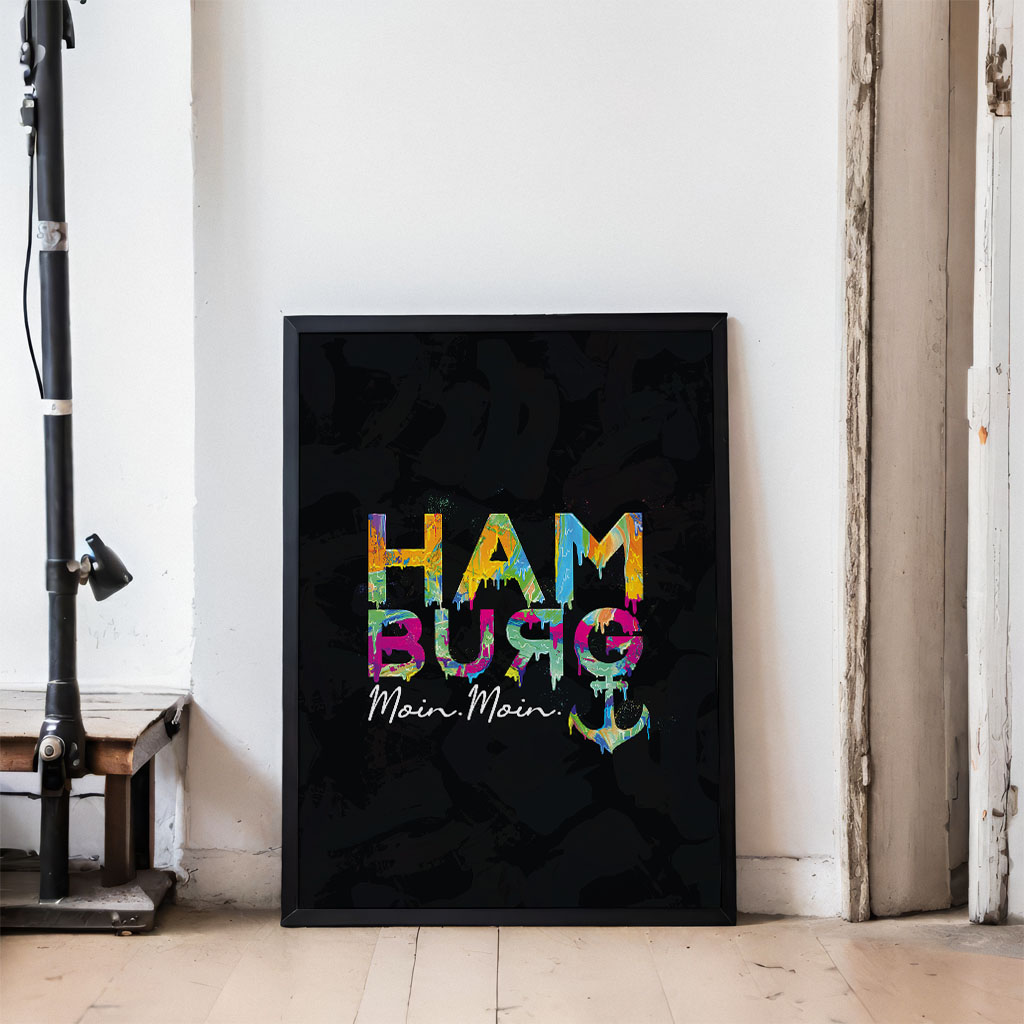 Hamburg Typo in Farbe – Schwarz – Bild 3