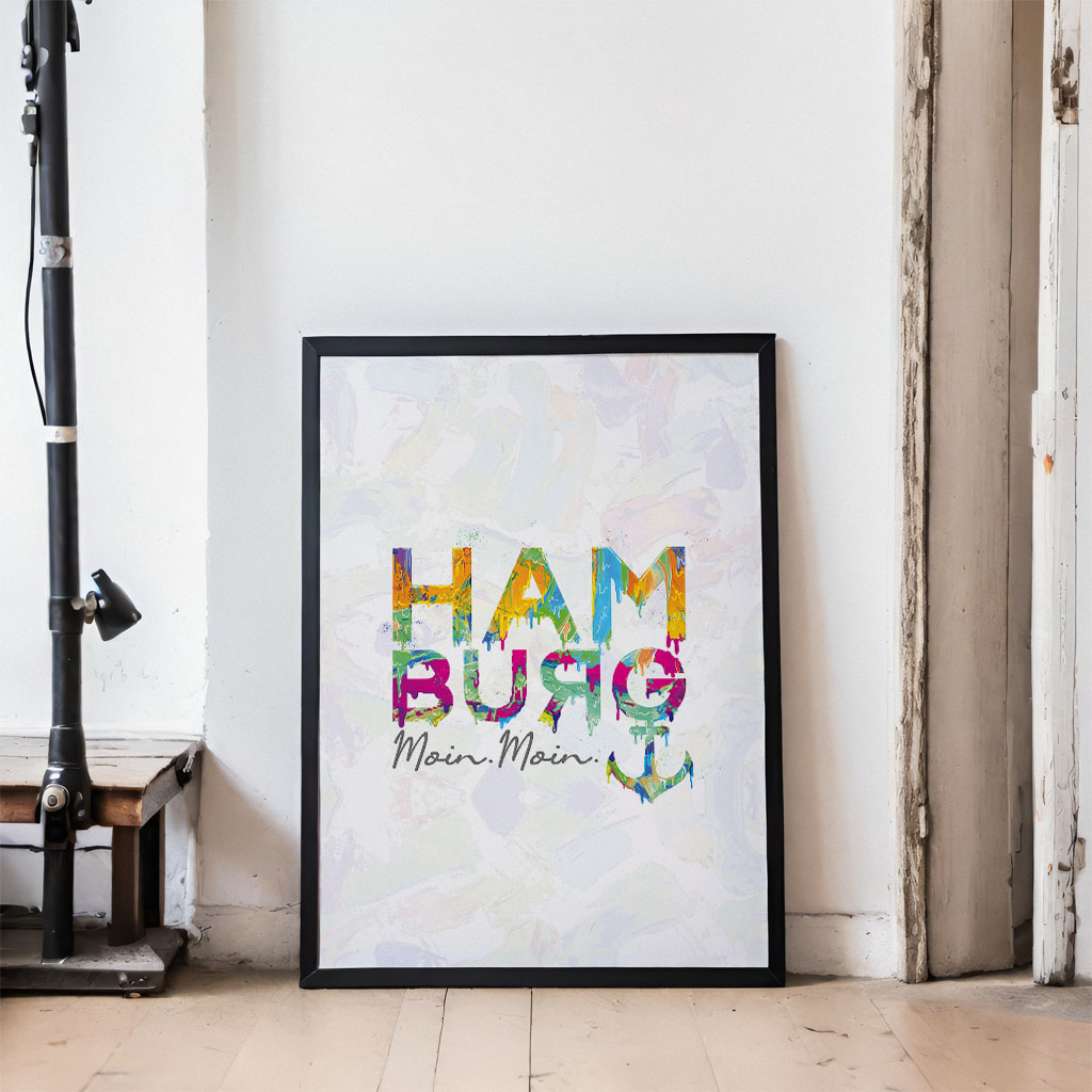 Hamburg Typo in Farbe – Weiß – Bild 3
