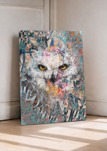 Intensives Urban-Art-Eulenmotiv im Graffiti Stil – Fokus, Tiefe und stille Stärke.